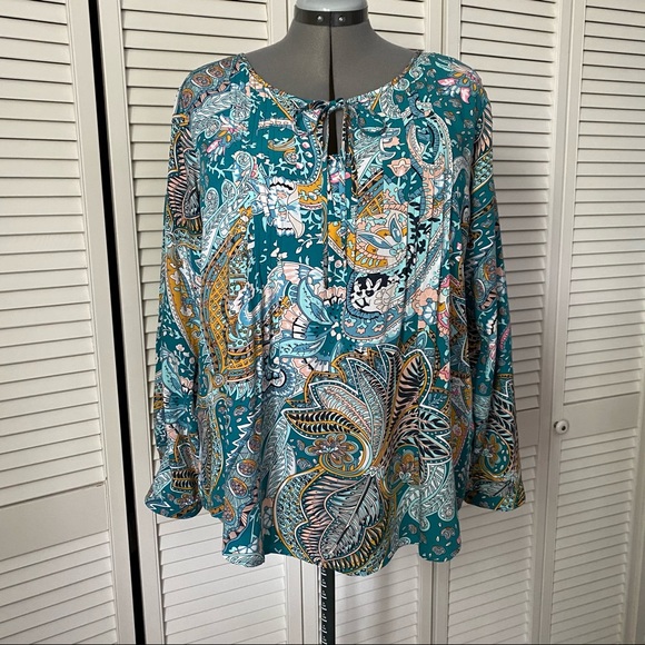 Boho peasant floral paisley tunic Susan Betro 1x - Picture 2 of 10